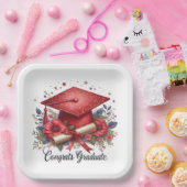 Glückwunsch, Graduate, Graduation Cap and Diploma Pappteller (Party)