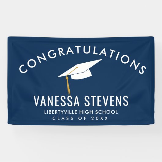 Glückwunsch Graduate Navy Banner (Horizontal)