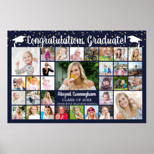 Glückwunsch Graduate Navy Blue 31 Foto Collage Poster