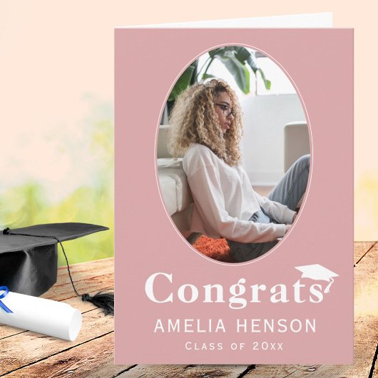 Glückwunsch Graduate Pink Foto Abschluss Card Karte
