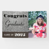 Glückwunsch Graduate Silver Glitzer Banner (Horizontal)