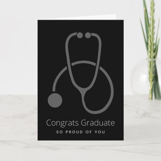 Glückwunsch Graduate Stylish Gray Stethoscope Simp Karte (Vorderseite)