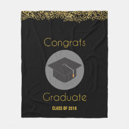 Glückwunsch Graduate w/Imitate Gold Glitzer & Grad Fleecedecke