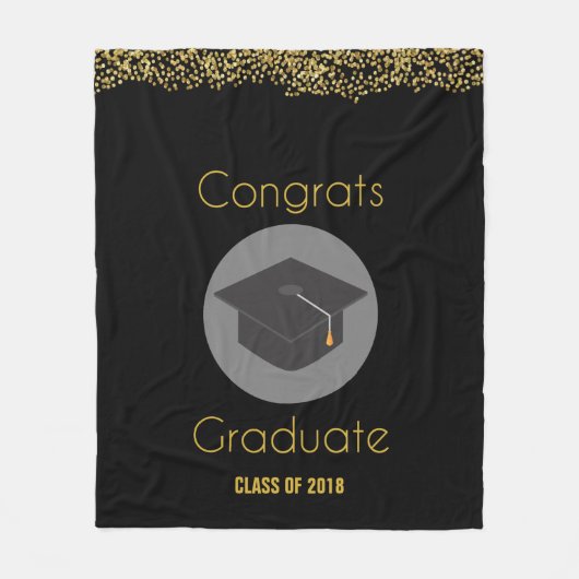 Glückwunsch Graduate w/Imitate Gold Glitzer & Grad Fleecedecke (Vorderseite)