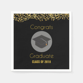 Glückwunsch Graduate w/Imitate Gold Glitzer & Grad Serviette