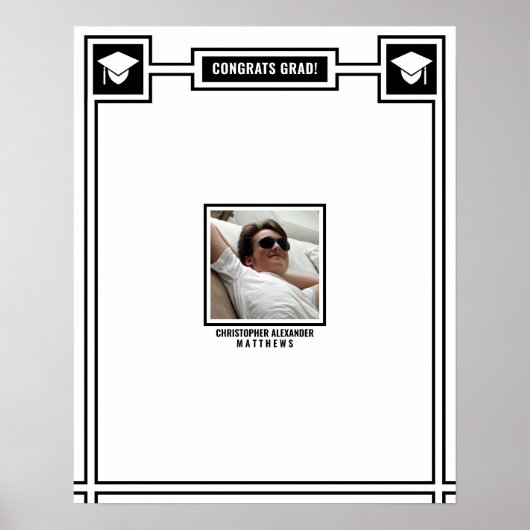 Glückwunsch Graduieren Foto Schwarze Signatur groß Poster (Vorne)