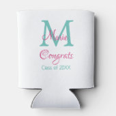 Glückwunsch Graduieren Name monogramm grün pink bl Dosenkühler (Rückseite)