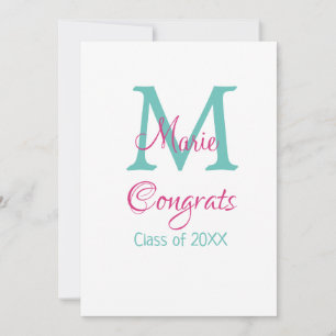 Glückwunsch Graduieren Name monogramm grün pink bl Einladung