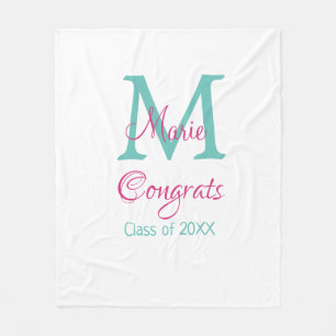 Glückwunsch Graduieren Name monogramm grün pink bl Fleecedecke