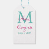 Glückwunsch Graduieren Name monogramm grün pink bl Geschenkanhänger (Rückseite)
