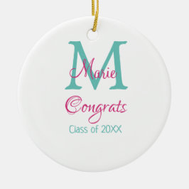 Glückwunsch Graduieren Name monogramm grün pink bl Keramik Ornament