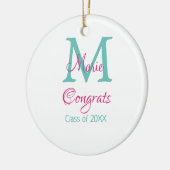 Glückwunsch Graduieren Name monogramm grün pink bl Keramik Ornament (Links)