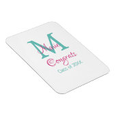 Glückwunsch Graduieren Name monogramm grün pink bl Magnet (Rechte Seite)