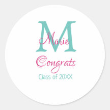 Glückwunsch Graduieren Name monogramm grün pink bl