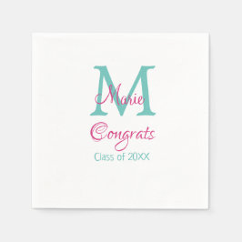 Glückwunsch Graduieren Name monogramm grün pink bl Serviette