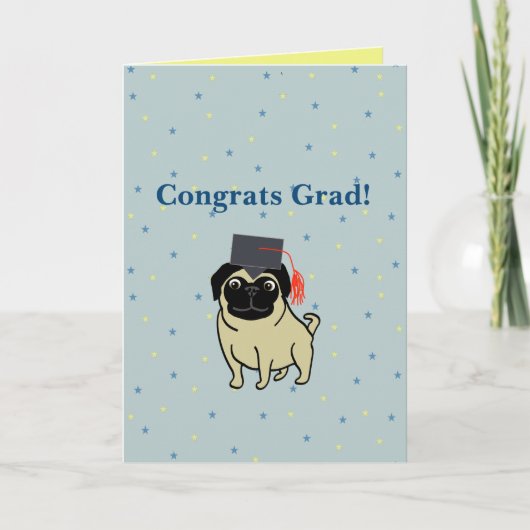 Glückwunsch Graduierter Mops Karte (Vorderseite)