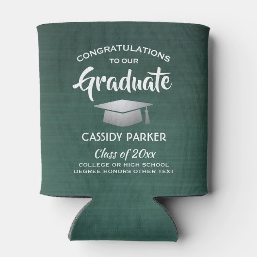 Glückwunsch Graduierungspartei gebürstet dunkelgrü Dosenkühler (Rückseite)