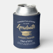Glückwunsch Graduierungsparty brushed Navy Gold Wh Dosenkühler (Kanne Vorderseite)