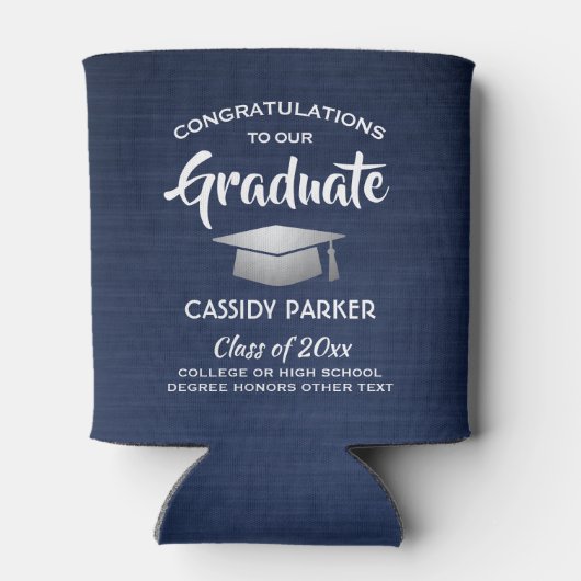 Glückwunsch Graduierungsparty gebürstet Navy Blau Dosenkühler (Rückseite)