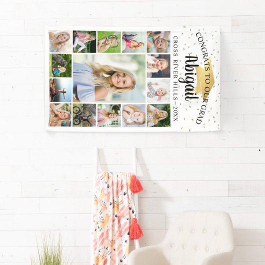 Glückwunsch Grand Black Gold 15 Foto Collage Scrip Banner (Insitu)