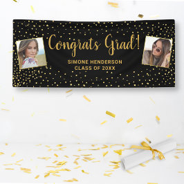 Glückwunsch Grand Black Gold Glitzer 2 Fotos kunde Banner