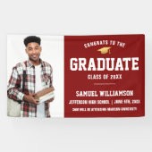 Glückwunsch Grand Foto Red Gold Graduation Party Banner (Horizontal)