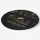 Glückwunsch Grand Gold Script Graduation Party Pappteller (Schrägansicht)