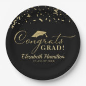 Glückwunsch Grand Gold Script Graduation Party Pappteller (Vorderseite)