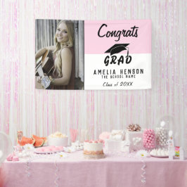 Glückwunsch Grand Pink Foto Graduation Party Banner