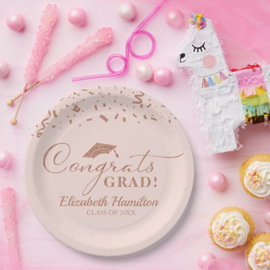 Glückwunsch Grand Rose Gold Script Graduation Part Pappteller (Party)