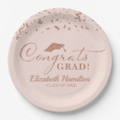Glückwunsch Grand Rose Gold Script Graduation Part Pappteller (Vorderseite)