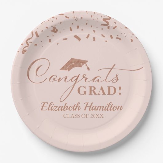 Glückwunsch Grand Rose Gold Script Graduation Part Pappteller (Vorderseite)