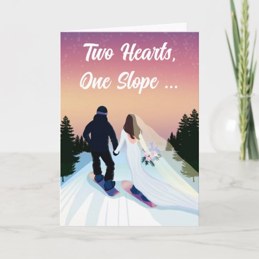 Glückwunsch Hochzeit Bride & Groom Snowboarden Karte (Vorderseite)