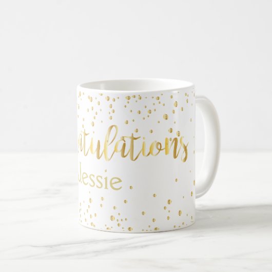 Glückwunsch Hochzeit Gold Lettern Glitzer Kaffeetasse (VorderseiteRechts)