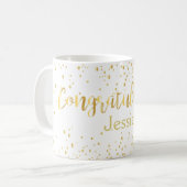 Glückwunsch Hochzeit Gold Lettern Glitzer Kaffeetasse (Vorderseite Links)