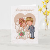 Glückwunsch Hochzeit Grußkarte - Braut und Karte (Gelbe Blume)