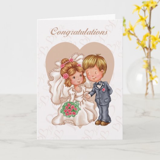 Glückwunsch Hochzeit Grußkarte - Braut und Karte (Gelbe Blume)