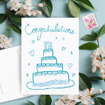 Glückwunsch Hochzeit Verlobung Sketch Doodle Postkarte<br><div class="desc">Süß zeichnend von einem hübschen Kuchen, um jemanden zu ihrer Hochzeit oder Verlobung zu gratulieren! Klicken Sie auf "Bearbeiten mit dem Designwerkzeug", um die Schriftart, Farben und Einstellungen anzupassen. Sie können auch die Hintergrundfarbe ändern oder meinen Shop für weitere Farboptionen Karo lassen. Passen Sie Ihren eigenen Text an. Karo meinen...</div>