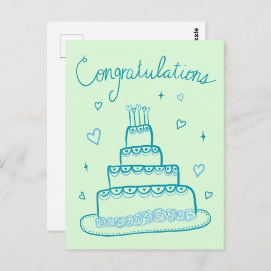 Glückwunsch Hochzeit Verlobung Sketch Doodle Postkarte (Vorne/Hinten)