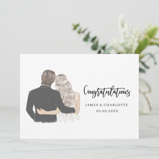 Glückwunsch Hochzeitskarte für Braut und Gräuel (Stehend Vorderseite)