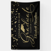 Glückwunsch in die Graduierung Gold und Schwarz Banner (Vertikal)