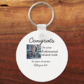 Glückwunsch in Ihrem Ruhestand fügen Foto-Name Dat Schlüsselanhänger (Rückseite)