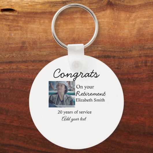 Glückwunsch in Ihrem Ruhestand fügen Foto-Name Dat Schlüsselanhänger (Rückseite)