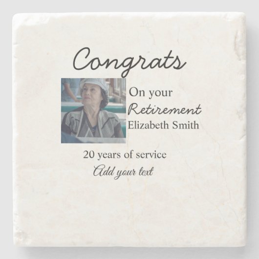 Glückwunsch in Ihrem Ruhestand fügen Foto-Name Dat Steinuntersetzer (Vorderseite)