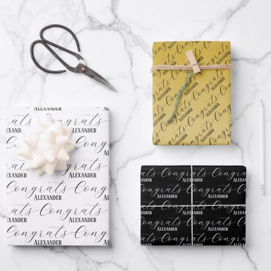 Glückwunsch Individuelle Name Geschenkpapier Set (Vorderseite)