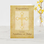 Glückwunsch Installation als Bischof Cross Karte (Gelbe Blume)