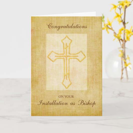 Glückwunsch Installation als Bischof Cross Karte (Gelbe Blume)
