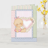 Glückwunsch-Karte: Baby mit Herzen Karte (Gelbe Blume)
