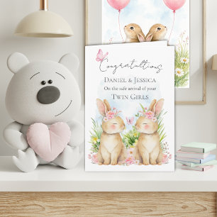 Glückwunsch-Karte mit gefalteter Bunny-Twin-Geburt Karte
