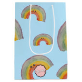 Glückwunsch! Kawaii Watercolor Rainbow Mittlere Geschenktüte (Rückseite)
